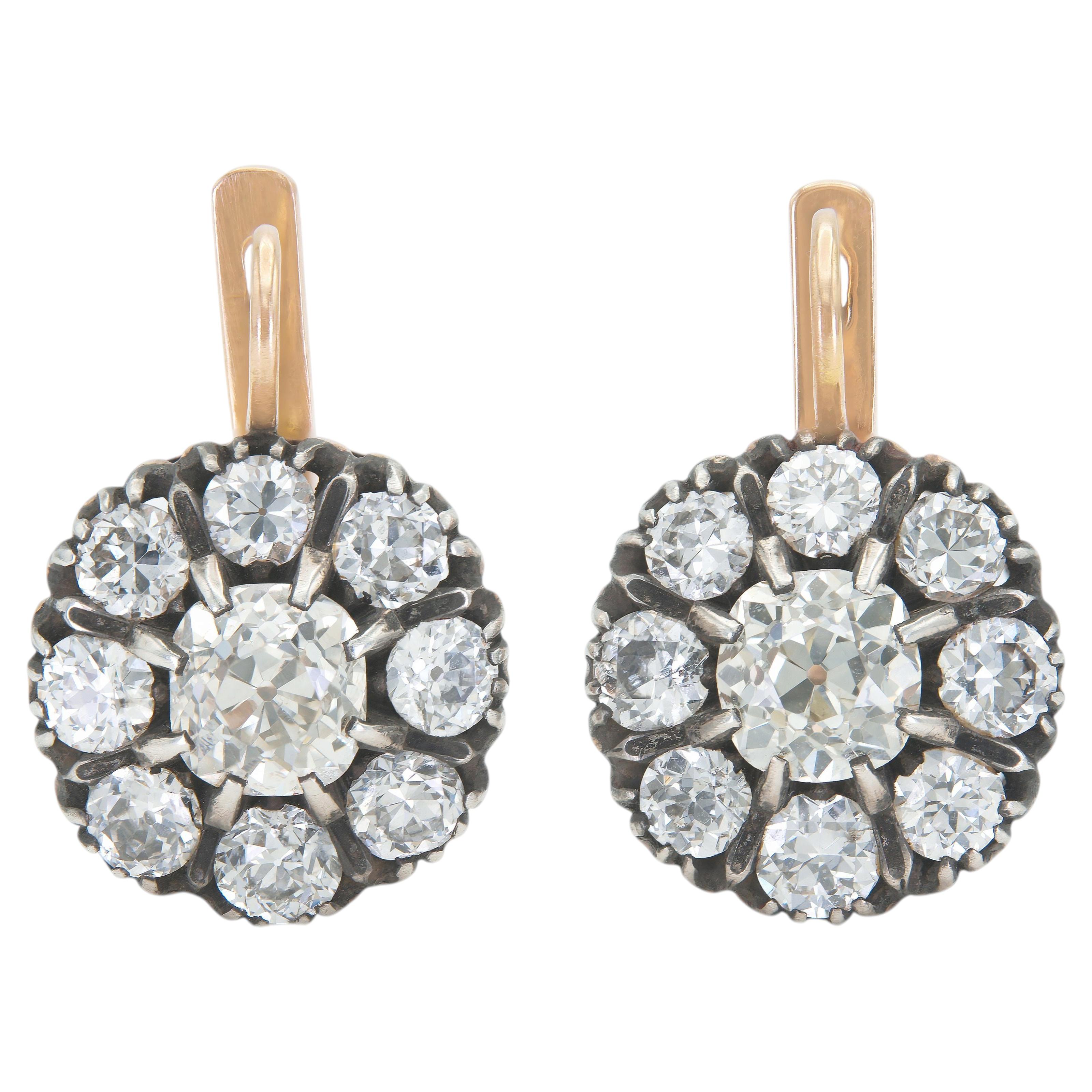 8.80 Carat Diamond Cluster Drop Earrings