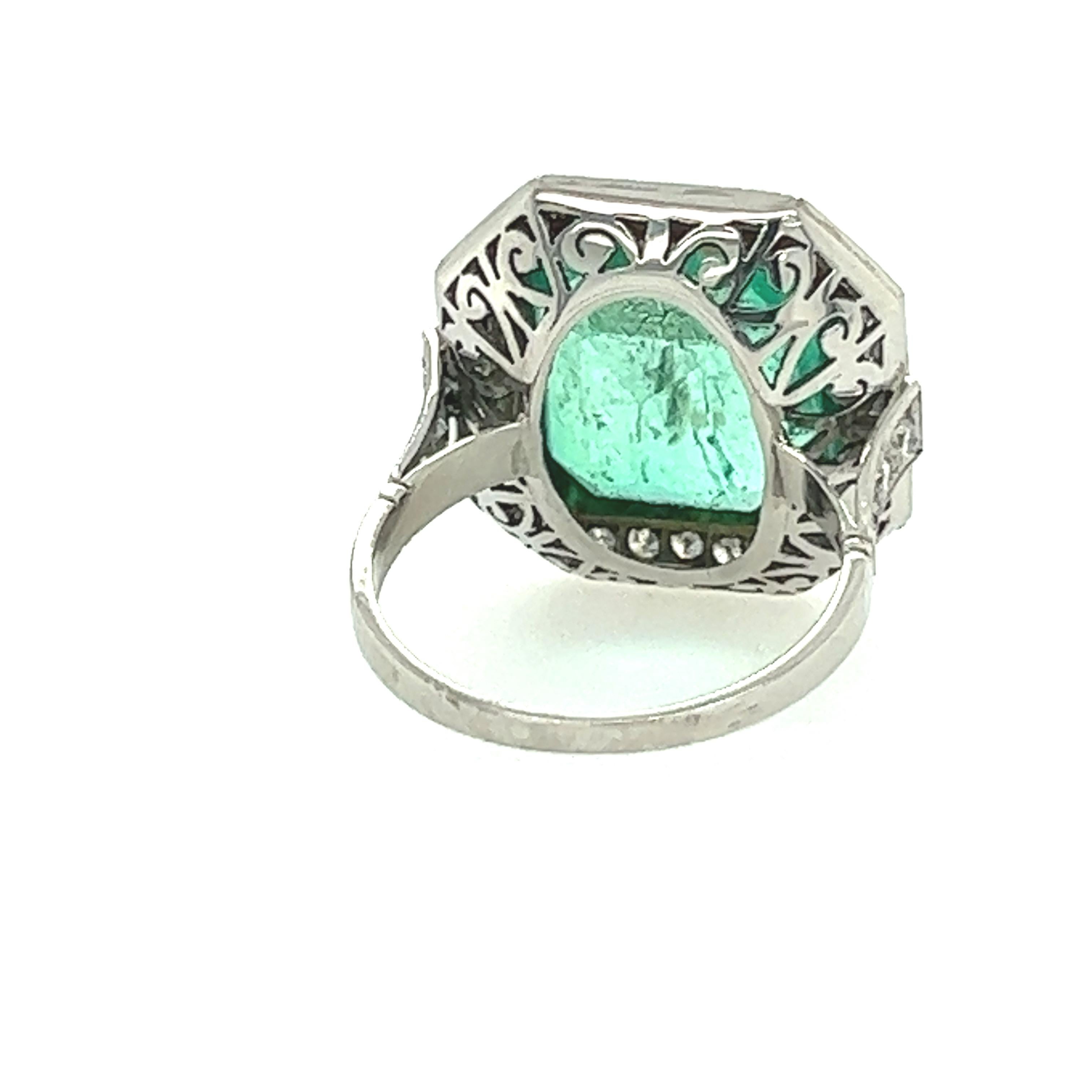Emerald Cut 8.80 Carat Emerald and Diamond Ring
