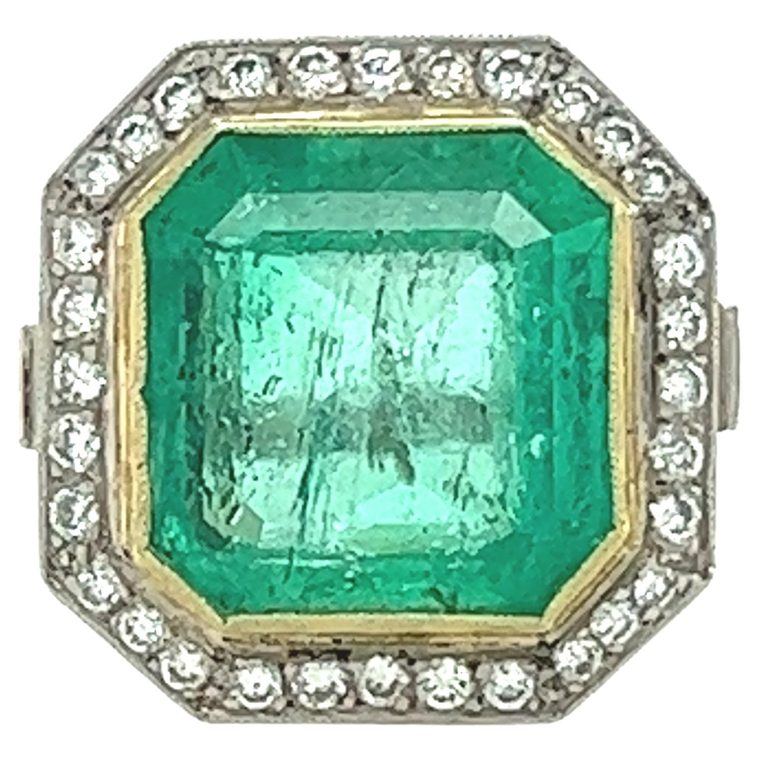 8.80 Carat Emerald and Diamond Ring
