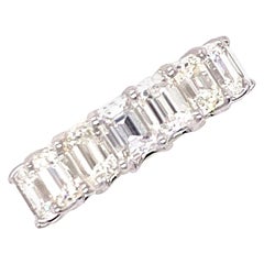 8.80 Carat Emerald Cut Diamond Eternity Band Ring 18 Karat White Gold