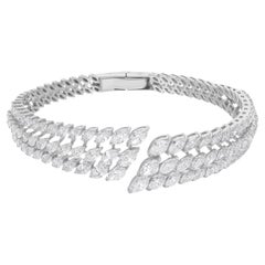 Bracciale Bangle con diamanti Marquise da 8,80 carati in oro bianco 14 carati