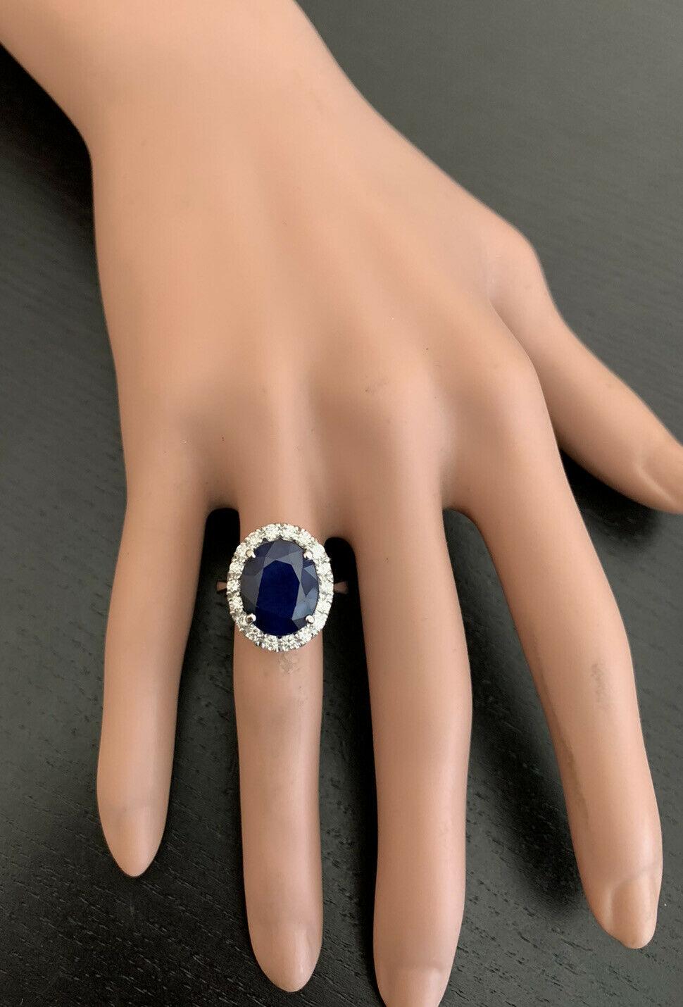 8.80 Carat Natural Sapphire and Diamond 14 Karat Solid White Gold Ring For Sale 3