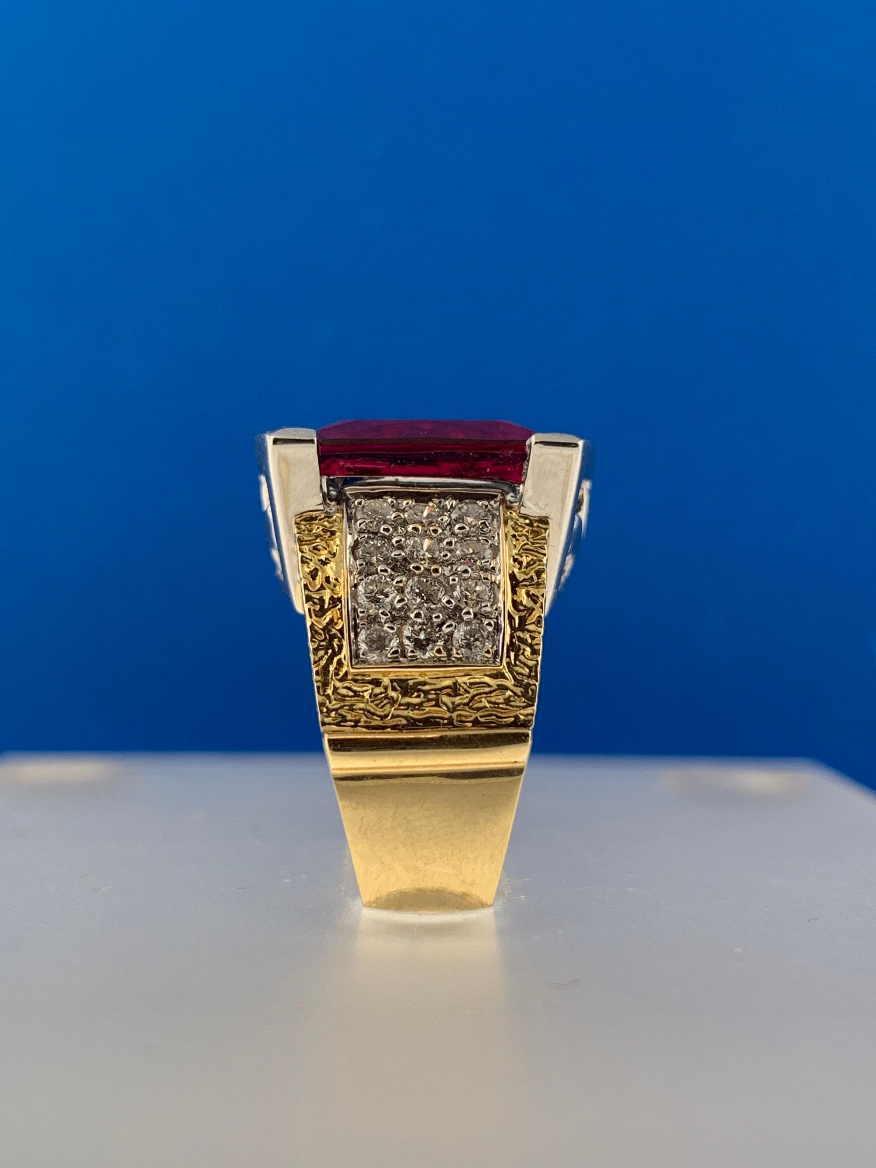 8.80 Carat Rubellite and Diamond Cocktail Ring in Platinum and 18 Karat Gold 3
