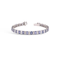 8.80 Carat Sapphire & Diamond Tennis Bracelet