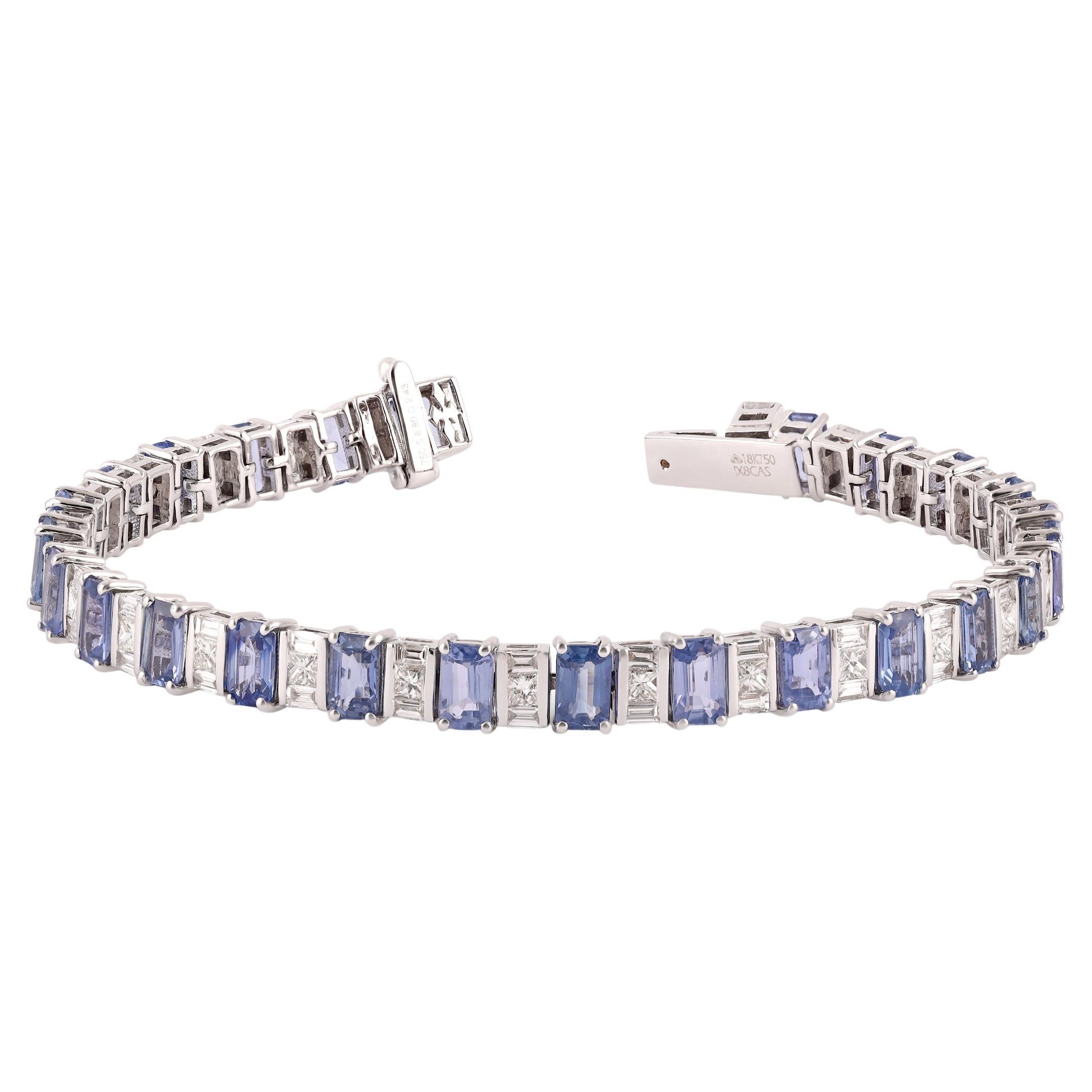 Bracelet tennis avec saphirs et diamants de 8,80 carats en vente