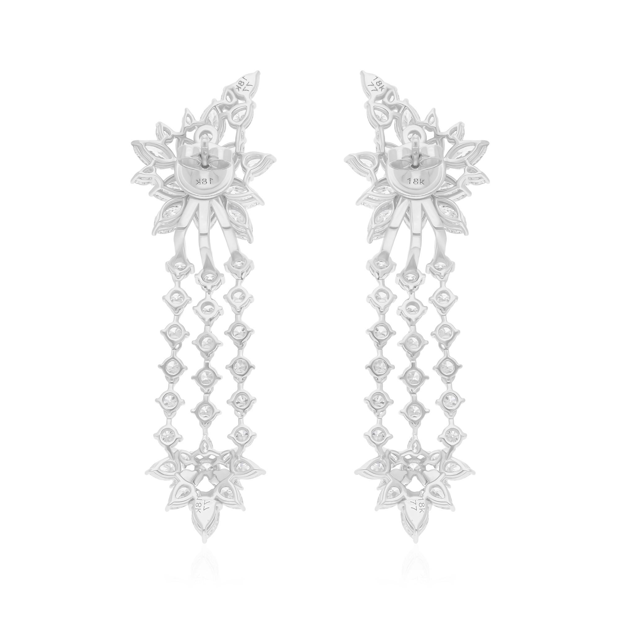 8.80 Carat SI/H Pear Round Brilliant Cut Diamond Dangle Earrings 18k White Gold In New Condition For Sale In Diera, Dubai