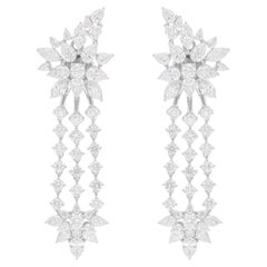 8.80 Carat SI/H Pear Round Brilliant Cut Diamond Dangle Earrings 18k White Gold