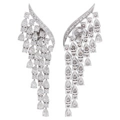 8.80 Carat SI/HI Round Pear Diamond Dangle Earrings 18 Karat White Gold Jewelry