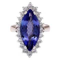 8.80 Carat Tanzanite 18 Karat White Gold Diamond Ring