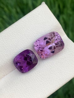 8.80 Carat Together Natural Loose Amethyst Gemstone Cushion Cut Ring Gems