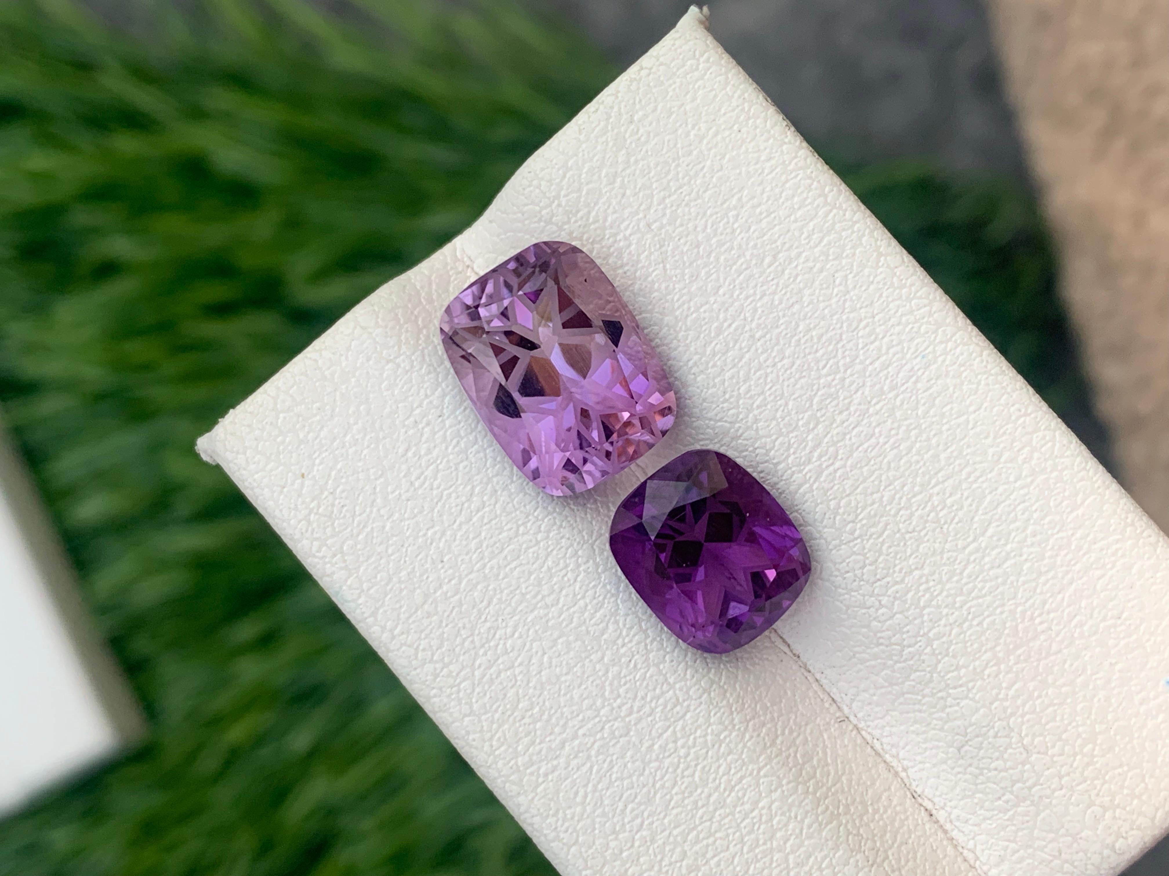 8.80 Carat Together Natural Loose Amethyst Gemstone Cushion Cut Ring Gems In New Condition For Sale In Peshawar, PK