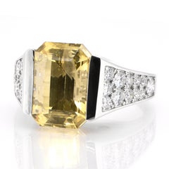 8.80 Carat Unheated / Untreated Yellow Sapphire Cocktail Ring Set in Platinum