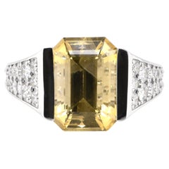 8.80 Carat Unheated / Untreated Yellow Sapphire Cocktail Ring Set in Platinum