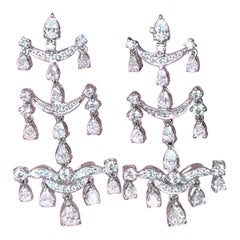 8.80 Carats Mixed Shape Diamonds 18k Gold Chandelier Earrings