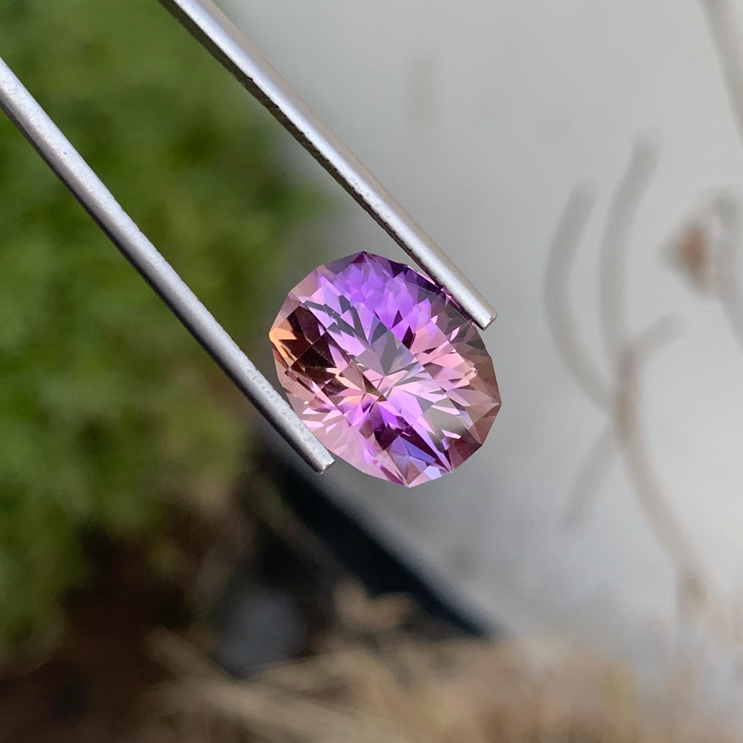 8.80 Carats Natural Loose Ametrine Oval Shape Bar Cut Gemstone Brazil Mine For Sale 1