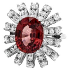8,80 Karat natürlicher, schön aussehender roter Zirkon und Diamant 14K Weißgold Ring