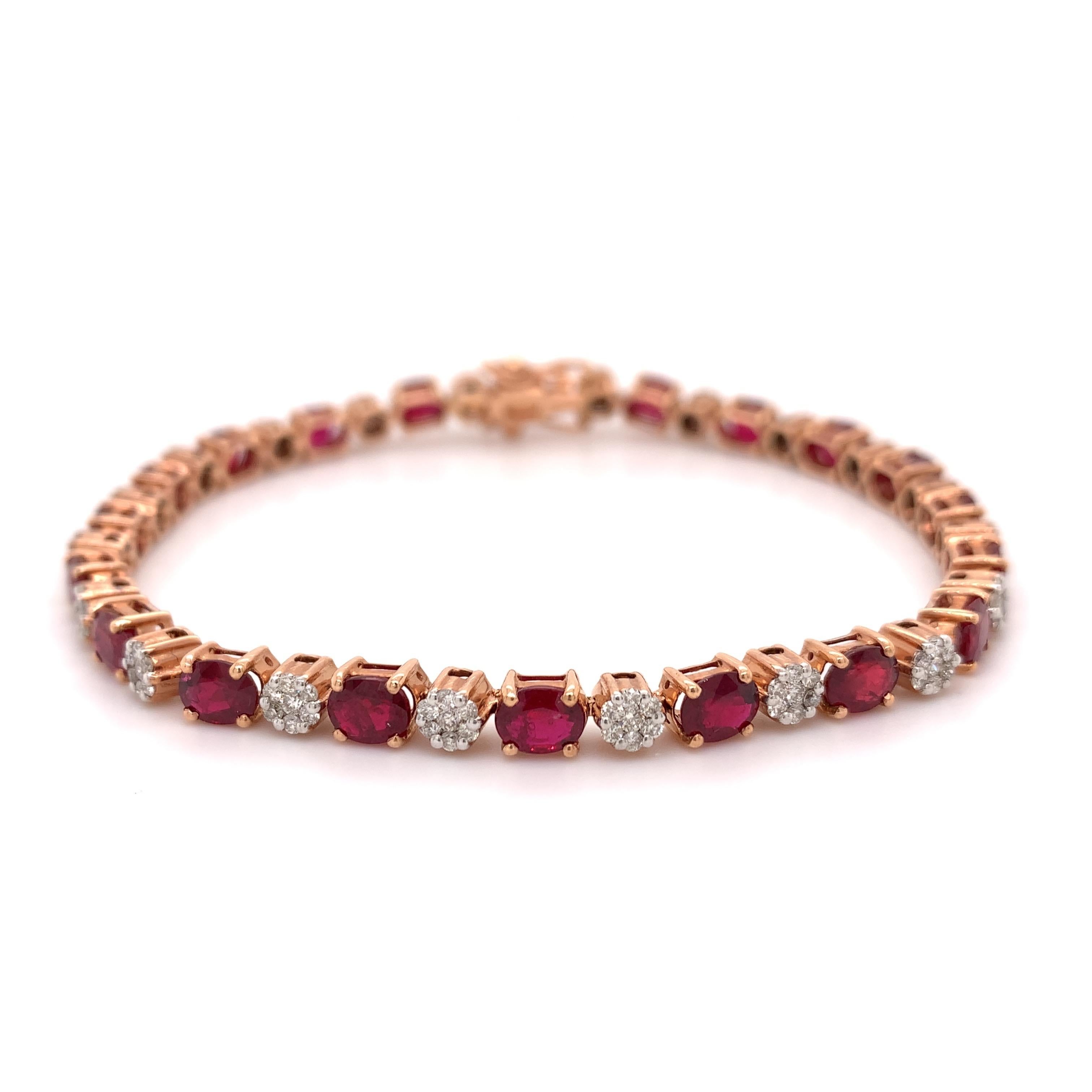 Women's or Men's 8.80 Carats Ruby Diamond Bracelet