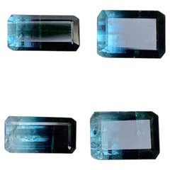 8,80 Karat zweifarbiger blau-schwarzer Turmalin im Smaragdschliff – Edelstein-Set für Schmuck