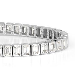 8.80ct Emerald Cut Bezel Set Diamond Tennis Bracelet in 18k White Gold
