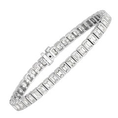 8.80ct Emerald Cut Bezel Set Diamond Tennis Bracelet in 18k White Gold