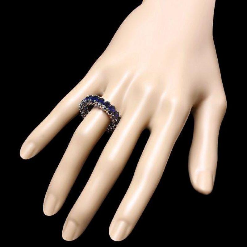 8.80ct Natural Sapphire 14k Solid White Gold Ring In New Condition For Sale In Los Angeles, CA