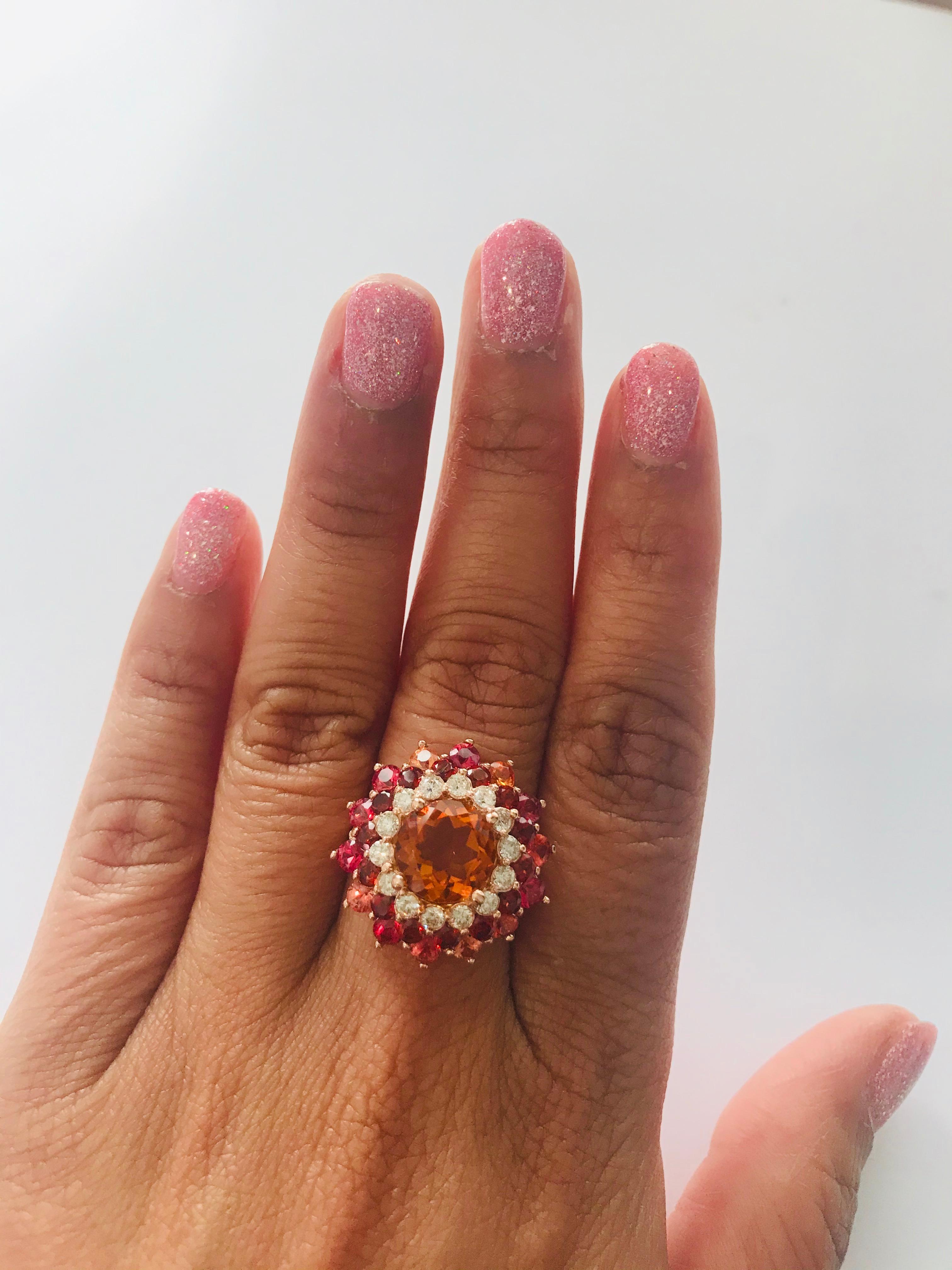 Modern Sapphire Citrine Diamond Rose Gold Cocktail Ring For Sale