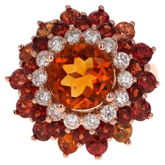 14k Rose Gold Cocktail Ring with Citrine, Sapphire, Diamond, Garnet