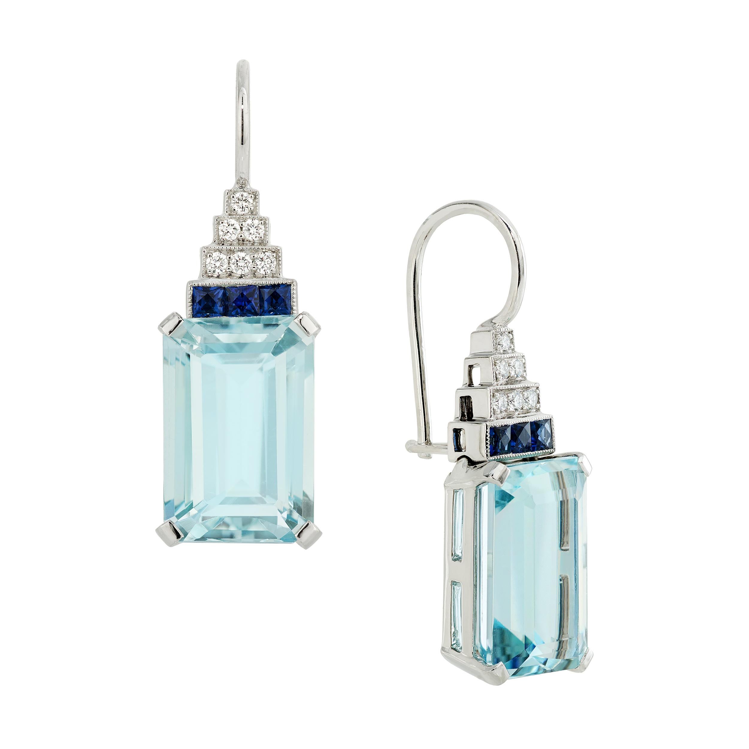 aquamarine and sapphire earrings