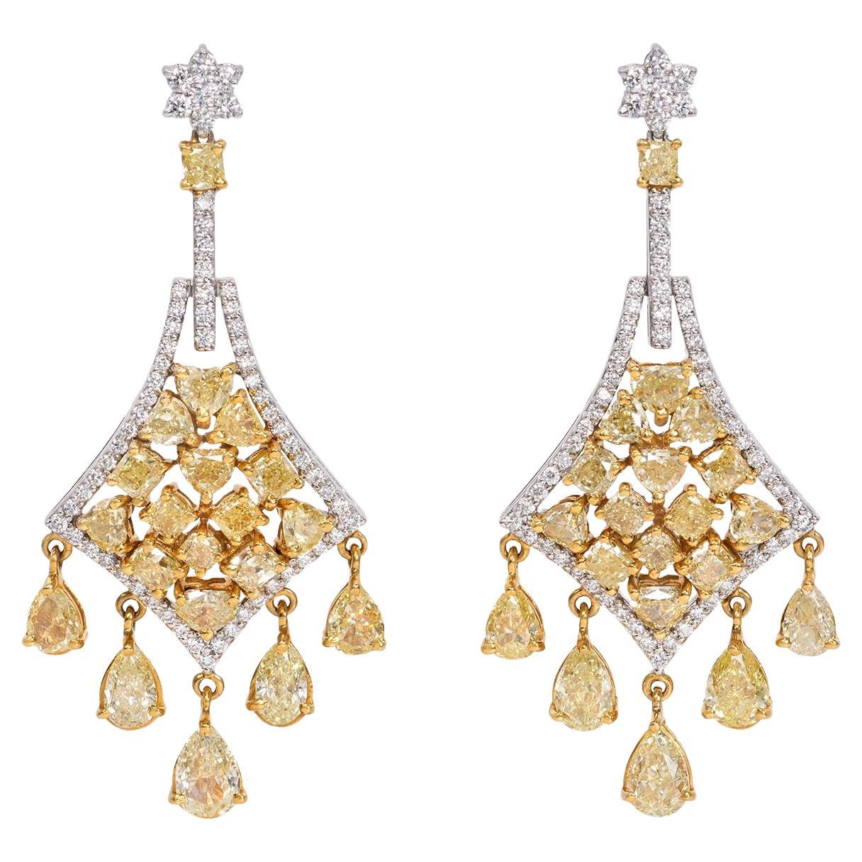 7.98 Carat Natural Yellow Slice Diamond Earrings at 1stDibs
