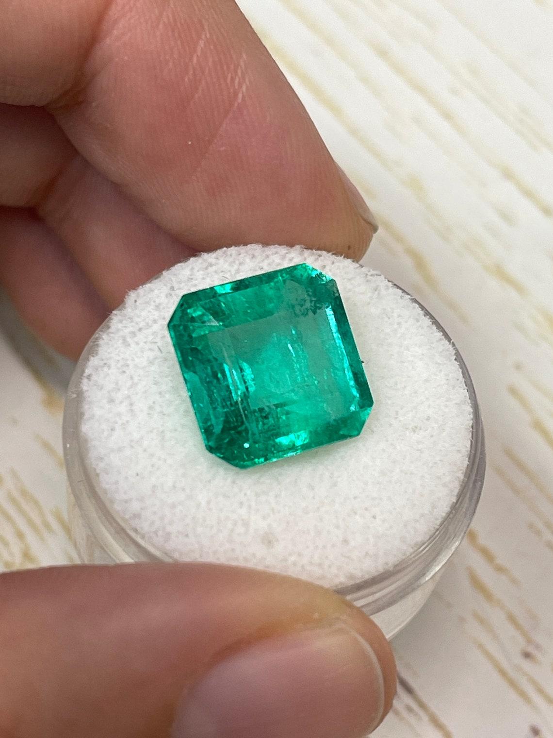 Esmeralda colombiana talla Asscher verde brillante de 8,81 ct 12,5x12,5 mayo auténtica Corte Asscher en venta