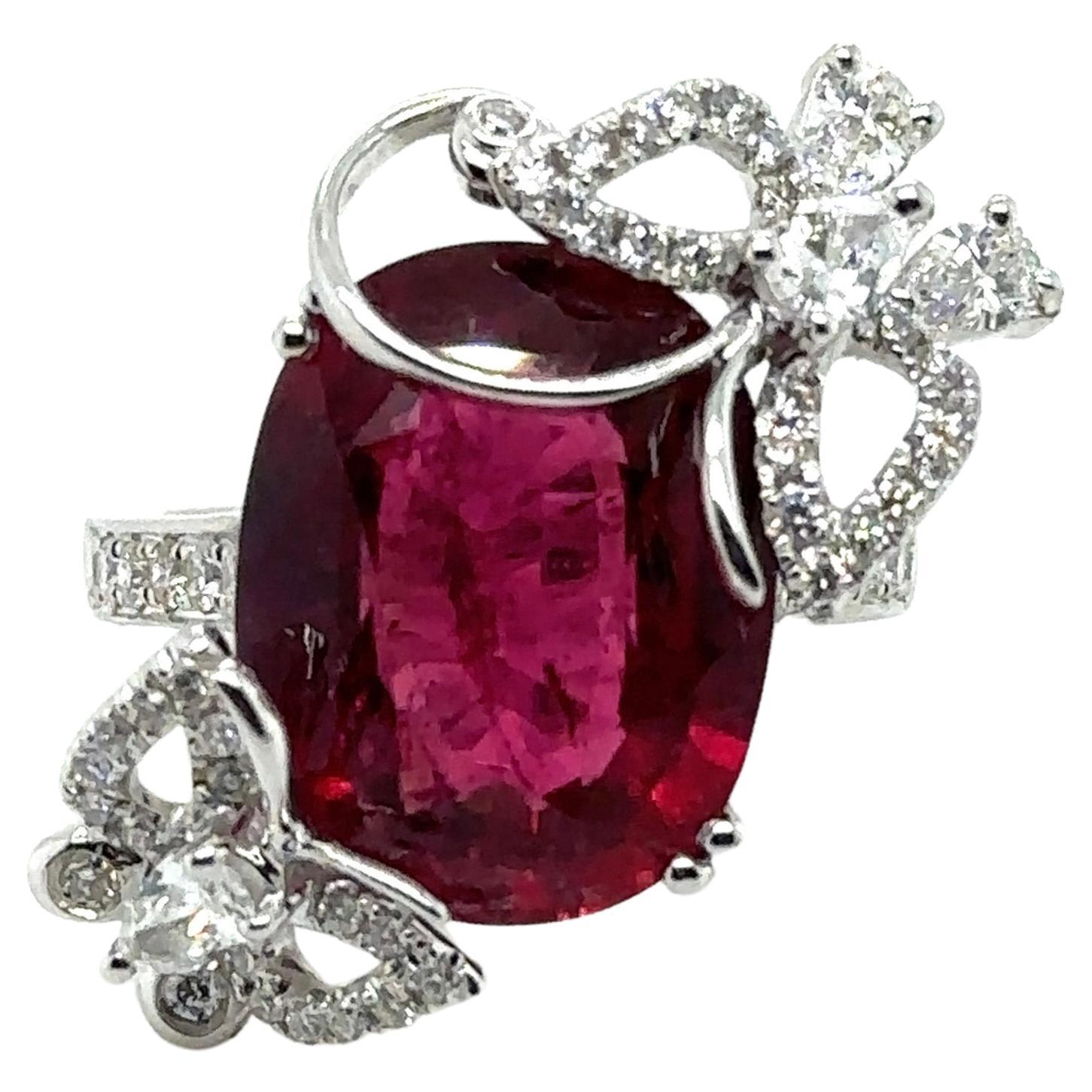 8.81 Carat Rubelite Diamond Ring