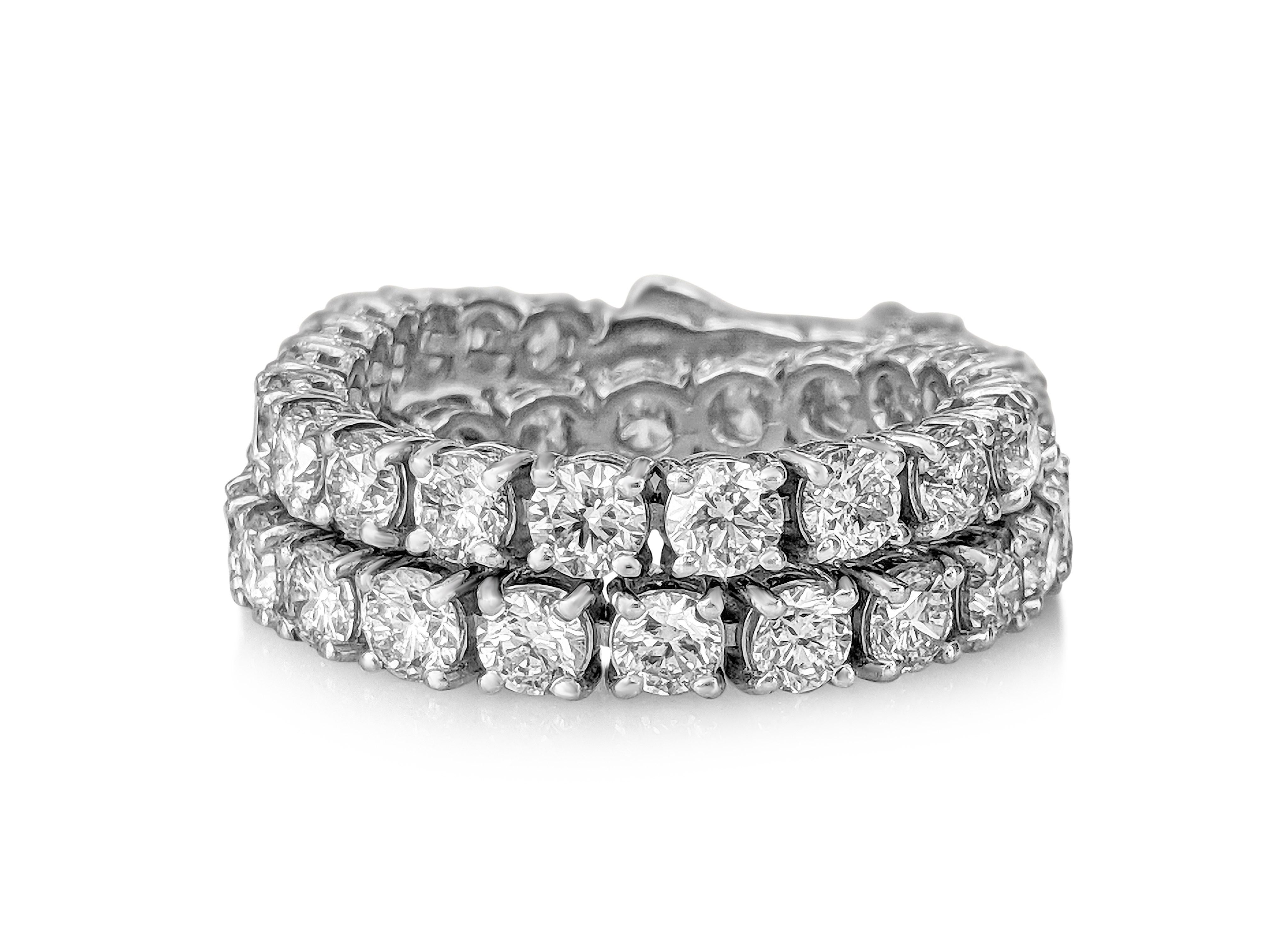 Round Cut 8.82 Carat F-I VVS1-VVS2 Diamond Tennis Riviera, 14 Kt. White Gold, Bracelet