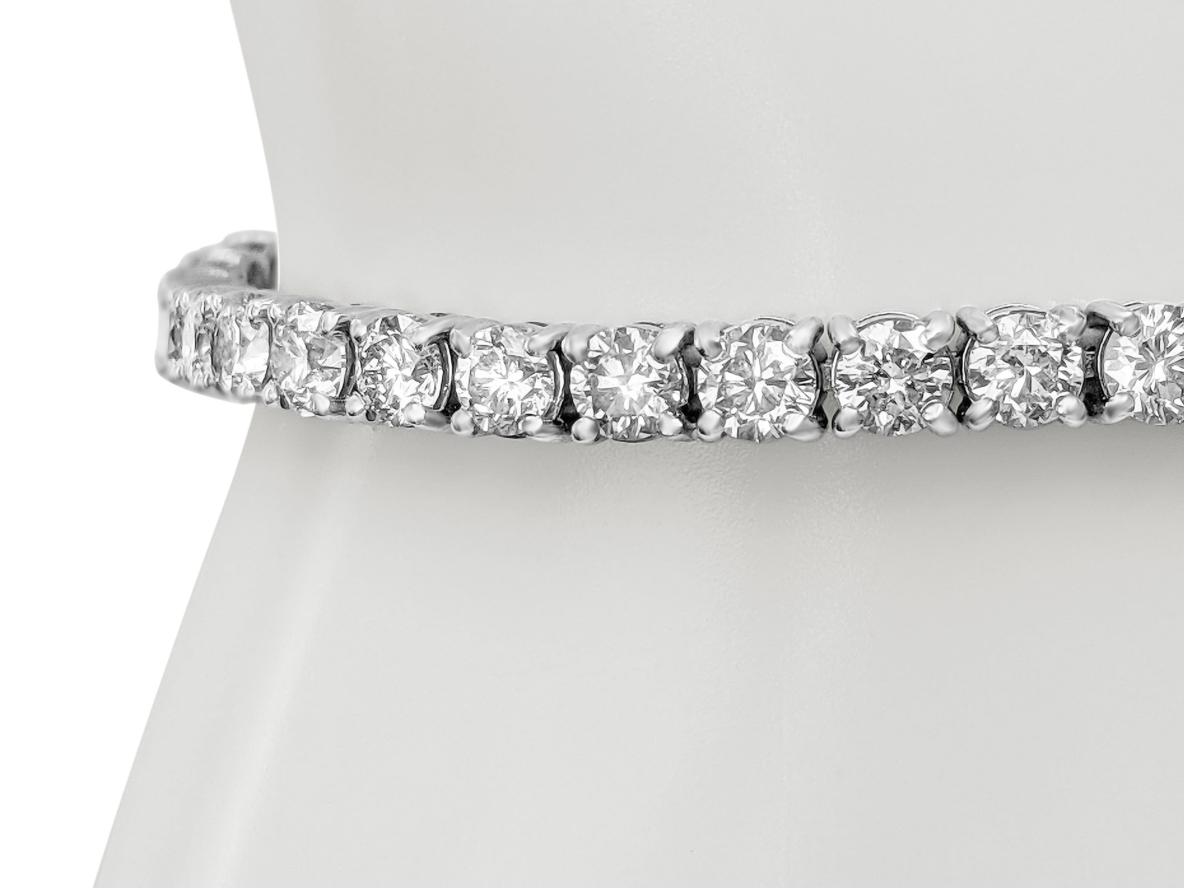 Women's 8.82 Carat F-I VVS1-VVS2 Diamond Tennis Riviera, 14 Kt. White Gold, Bracelet