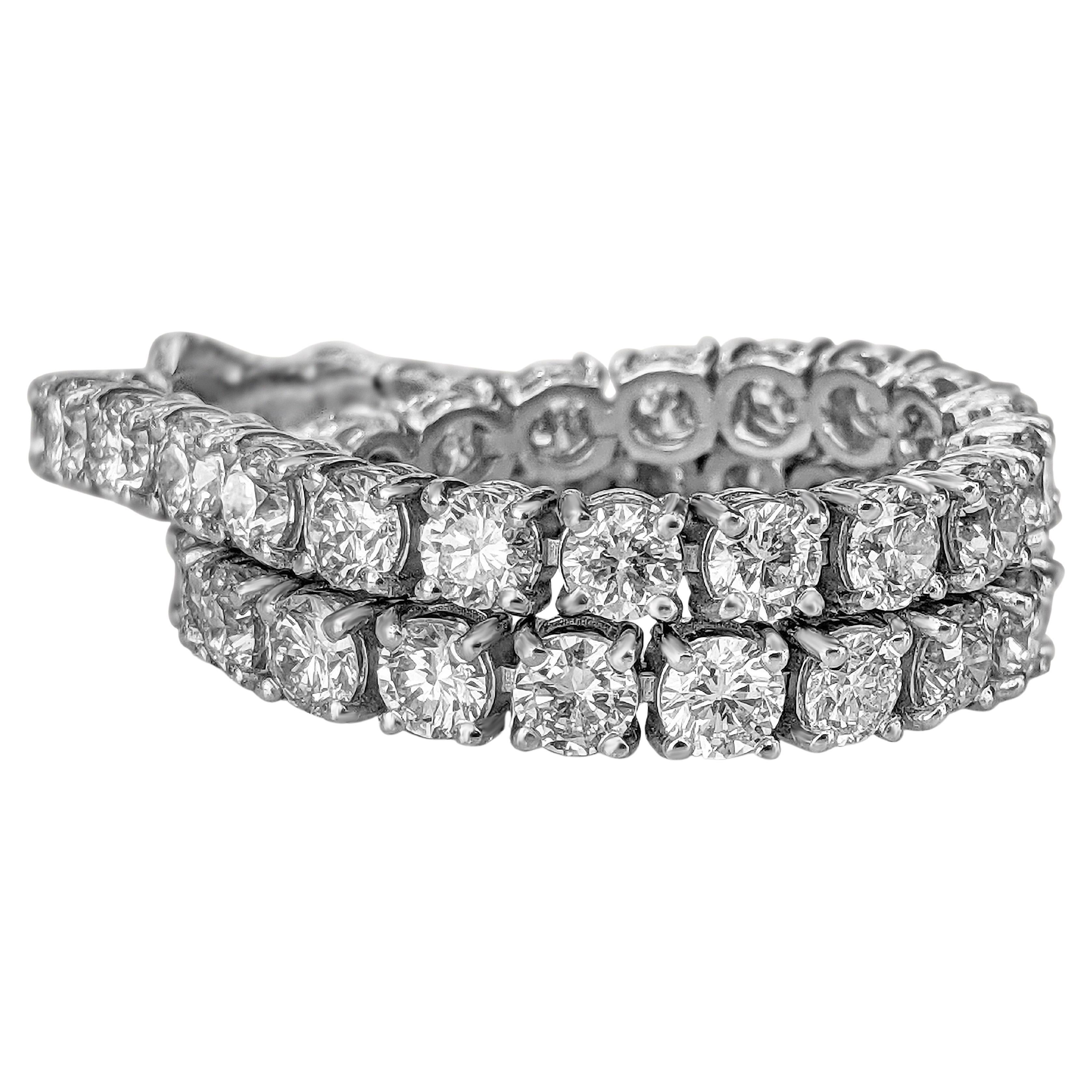 8.82 Carat F-I VVS1-VVS2 Diamond Tennis Riviera, 14 Kt. White Gold, Bracelet