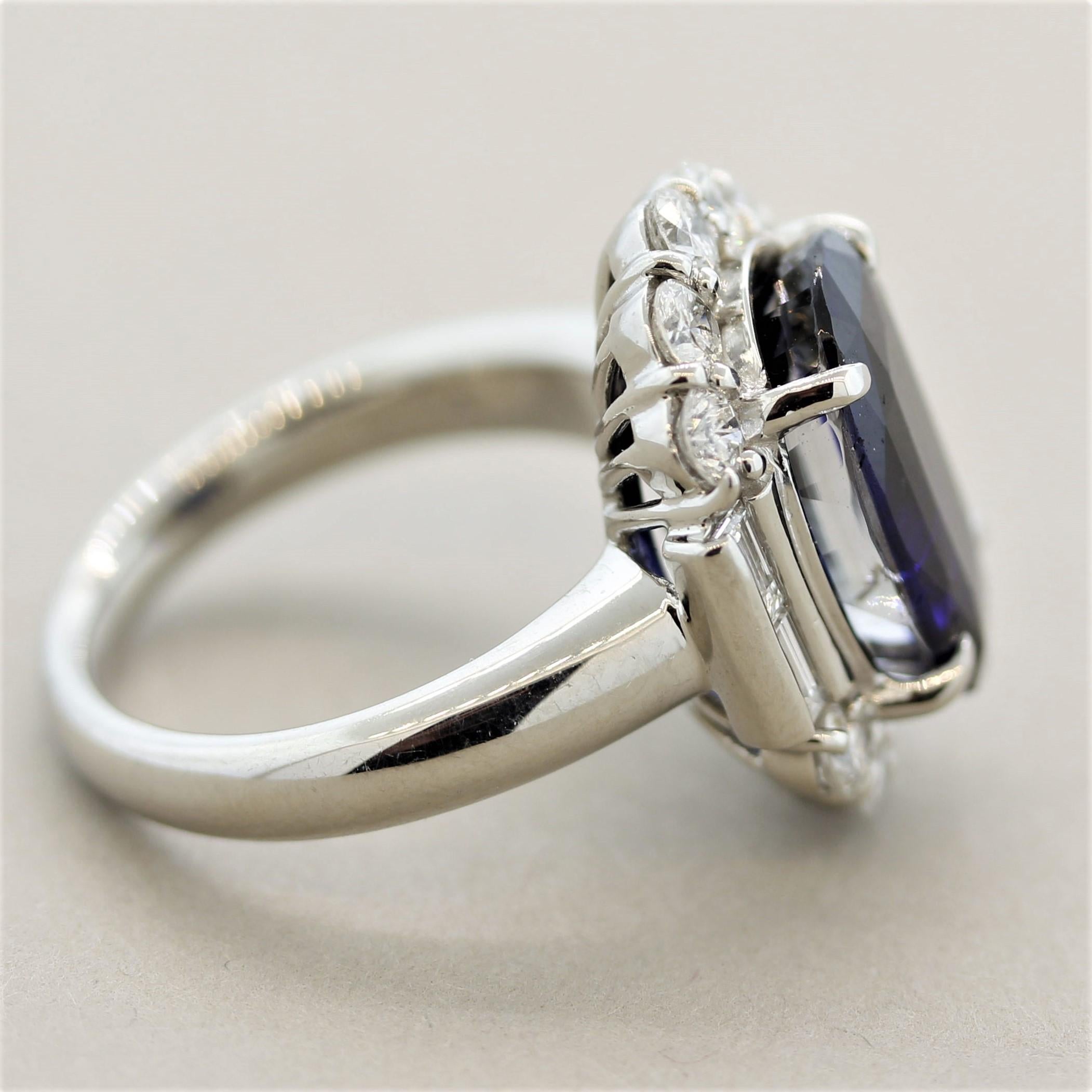 Women's 8.82 Carat Sapphire Diamond Platinum Cocktail Ring, GIA Certified