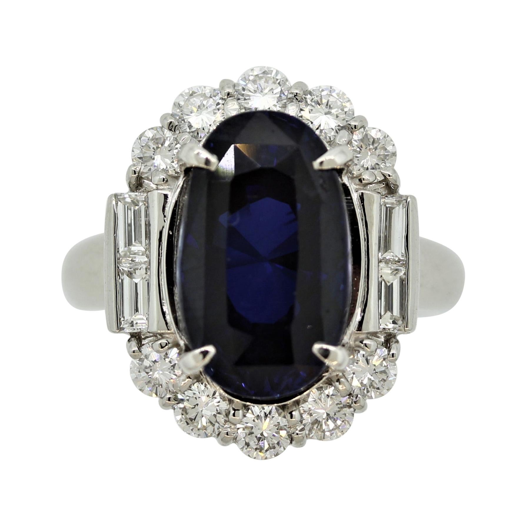 8.82 Carat Sapphire Diamond Platinum Cocktail Ring, GIA Certified