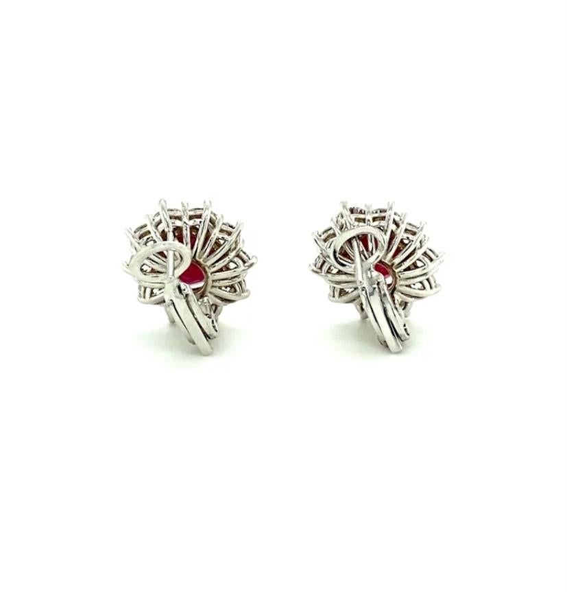 8.82 Ct Ruby & Diamond Earrings in 18kt White Gold In Excellent Condition In Miami, FL