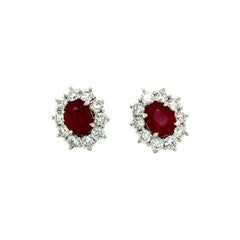8.82 Ct Ruby & Diamond Earrings in 18kt White Gold