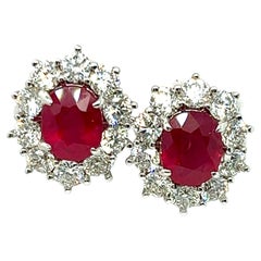 8.82 Ct Ruby & Diamond Earrings in 18kt White Gold