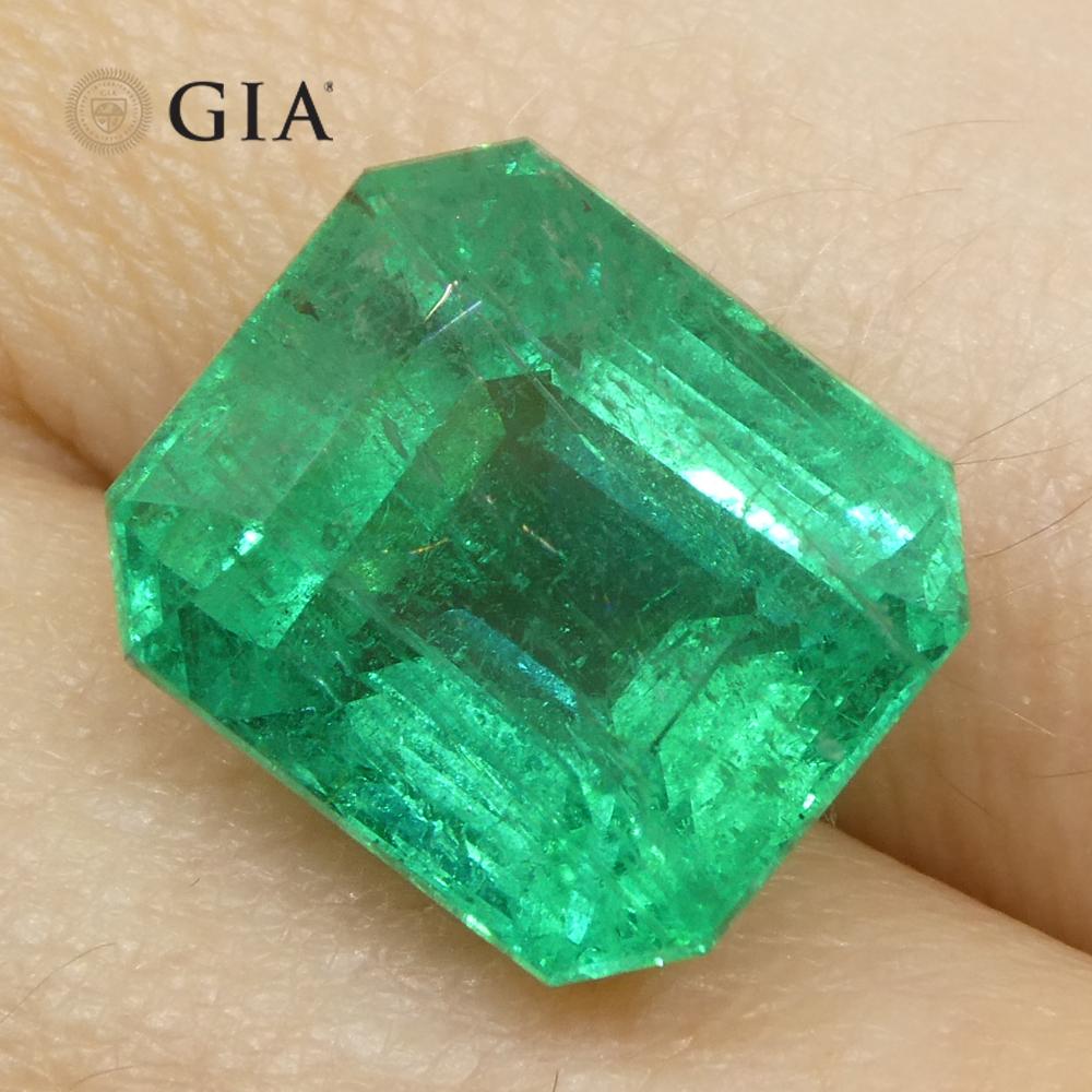 8,82 Karat Achteckiger/Emaragdschliff Grüner Smaragd GIA zertifiziert Zambia (F2) im Angebot 8