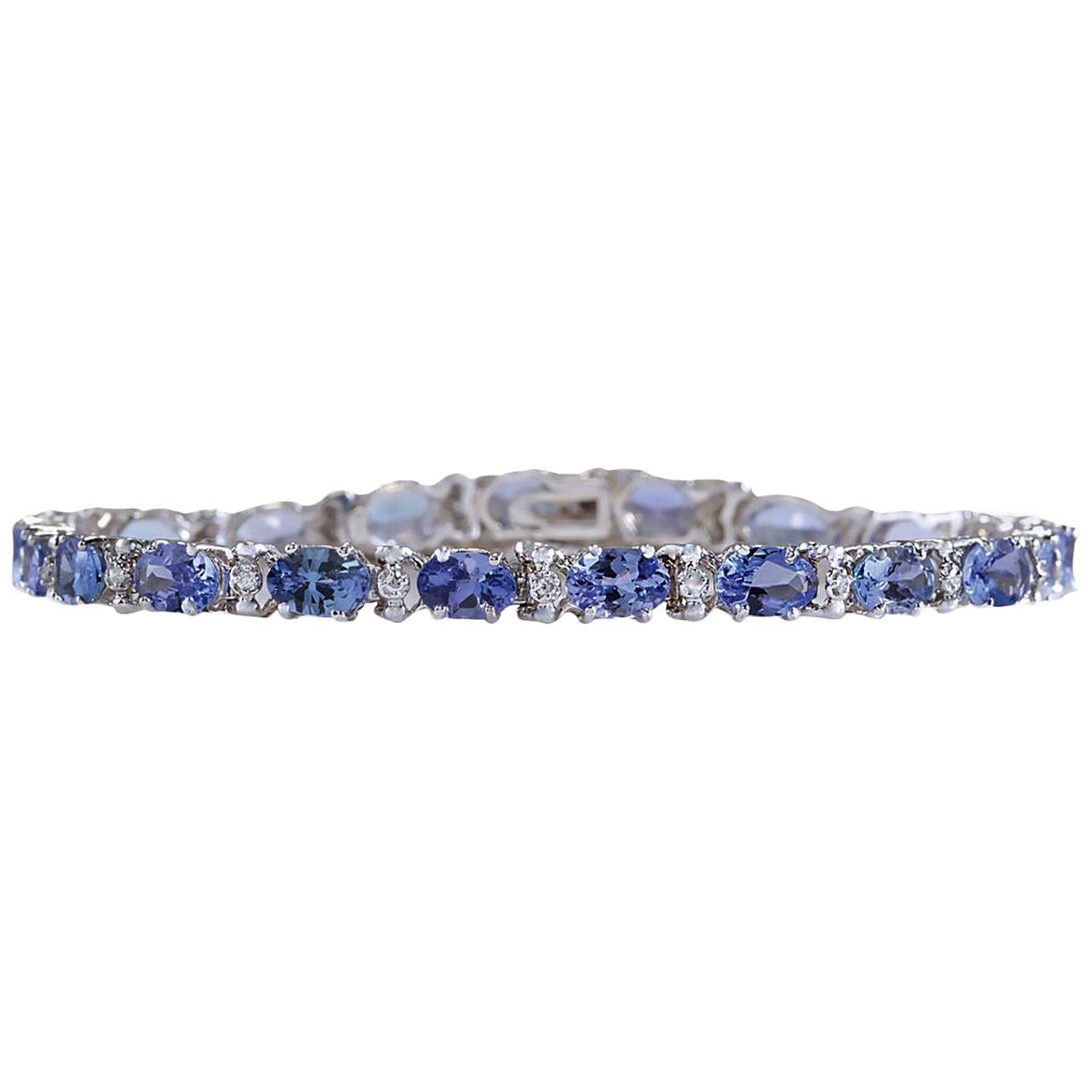 8.83 Carat Natural Tanzanite 18 Karat White Gold Diamond Bracelet