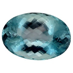 8833 Unisex Oval Cut Natural Blue Topaz Loose Gemstone, Brazil