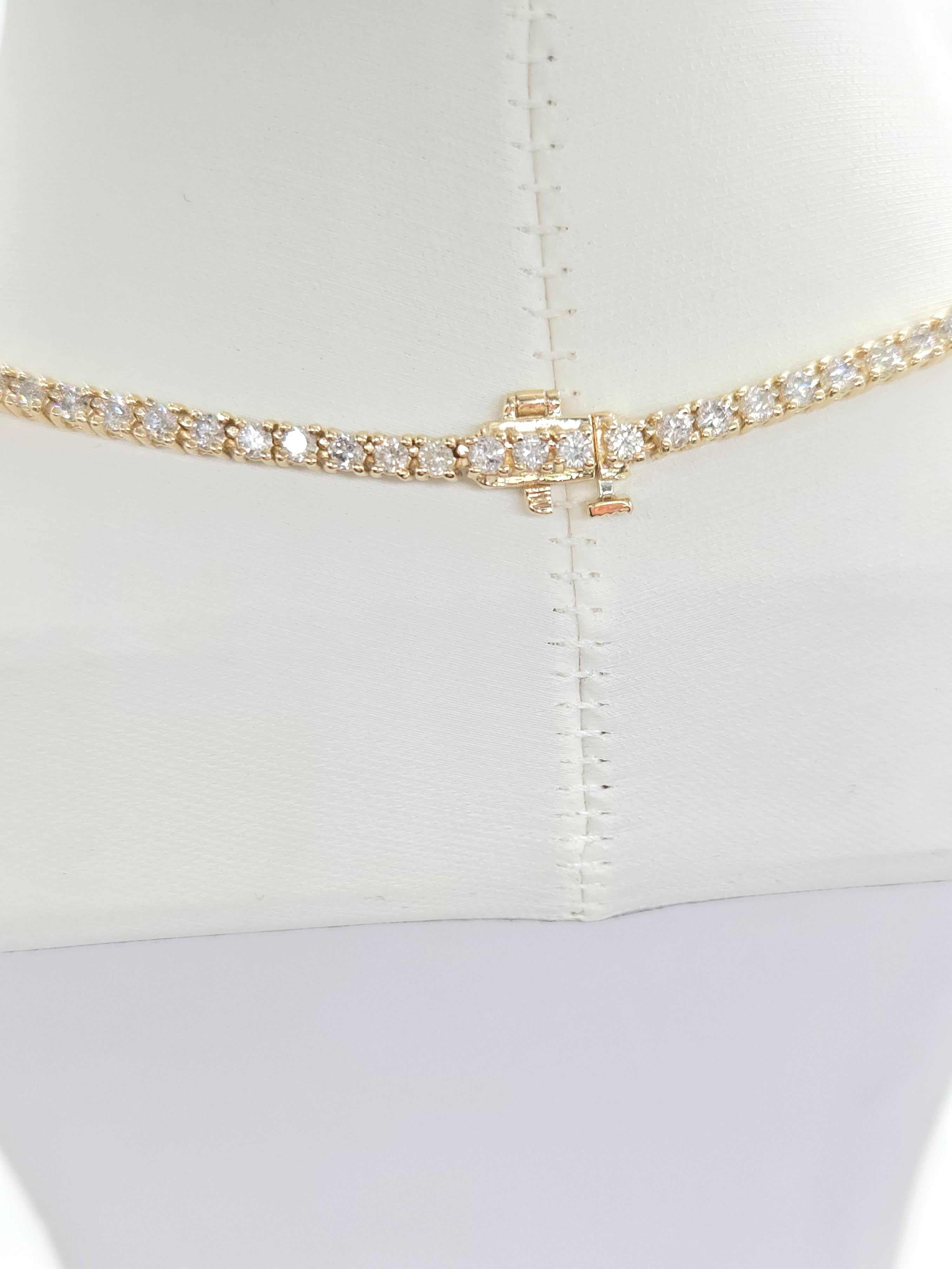8.84 Carat Round Natural Diamond Tennis Necklace 14 Karat Yellow Gold 22'' 1