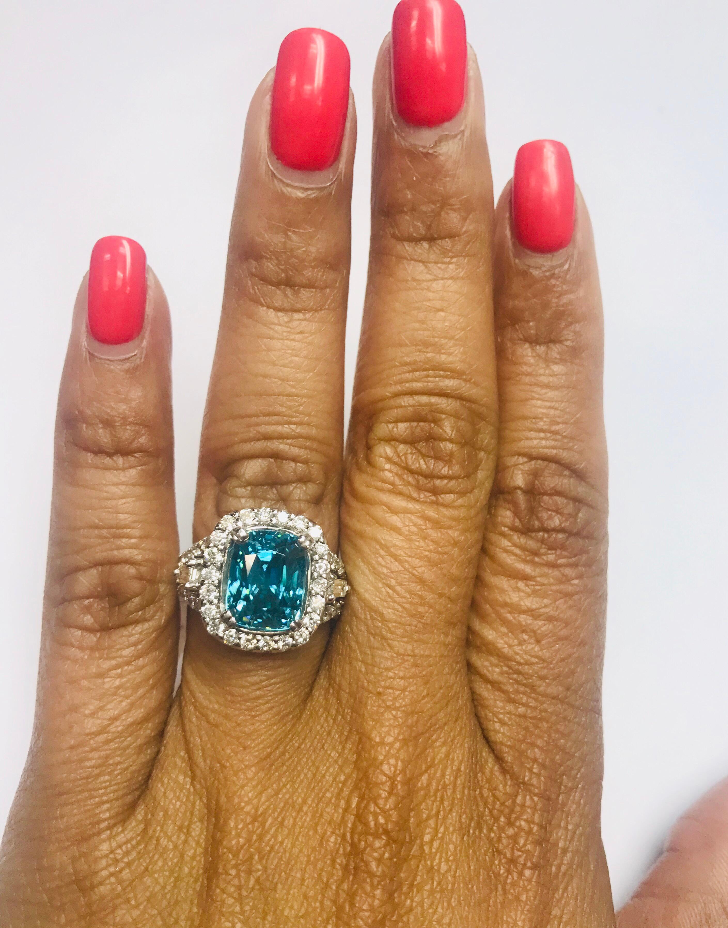8.85 Carat Blue Zircon Diamond White Gold Ring In New Condition In Los Angeles, CA