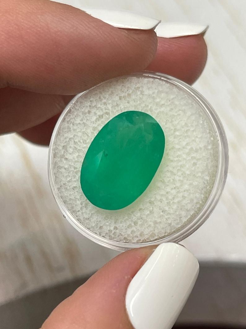 8.85 Carat Grassy Green Colombian Emerald Oval Cut - May Birthstone Gem In New Condition For Sale In Jupiter, FL
