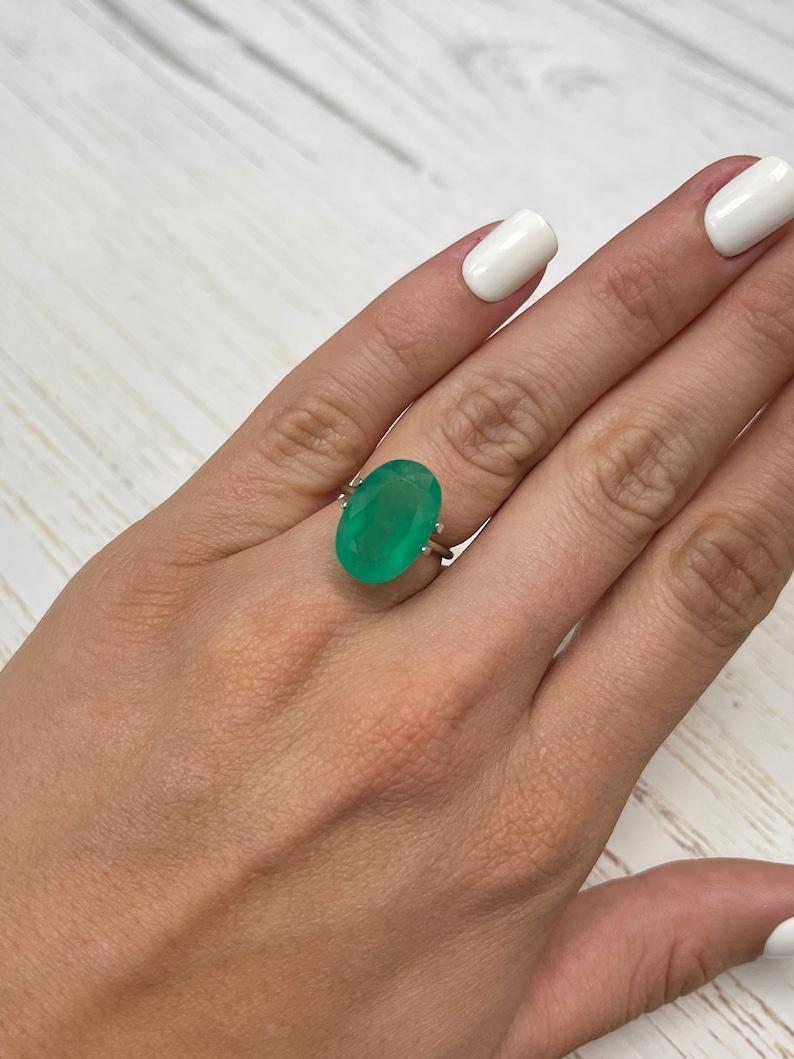 8.85 Carat Grassy Green Colombian Emerald Oval Cut - May Birthstone Gem For Sale 3