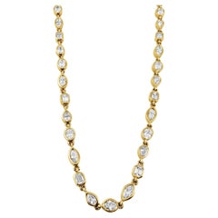 Collar de Tenis de Diamantes con Engaste Biselado de 8,85 Quilates en Oro Amarillo de 14K