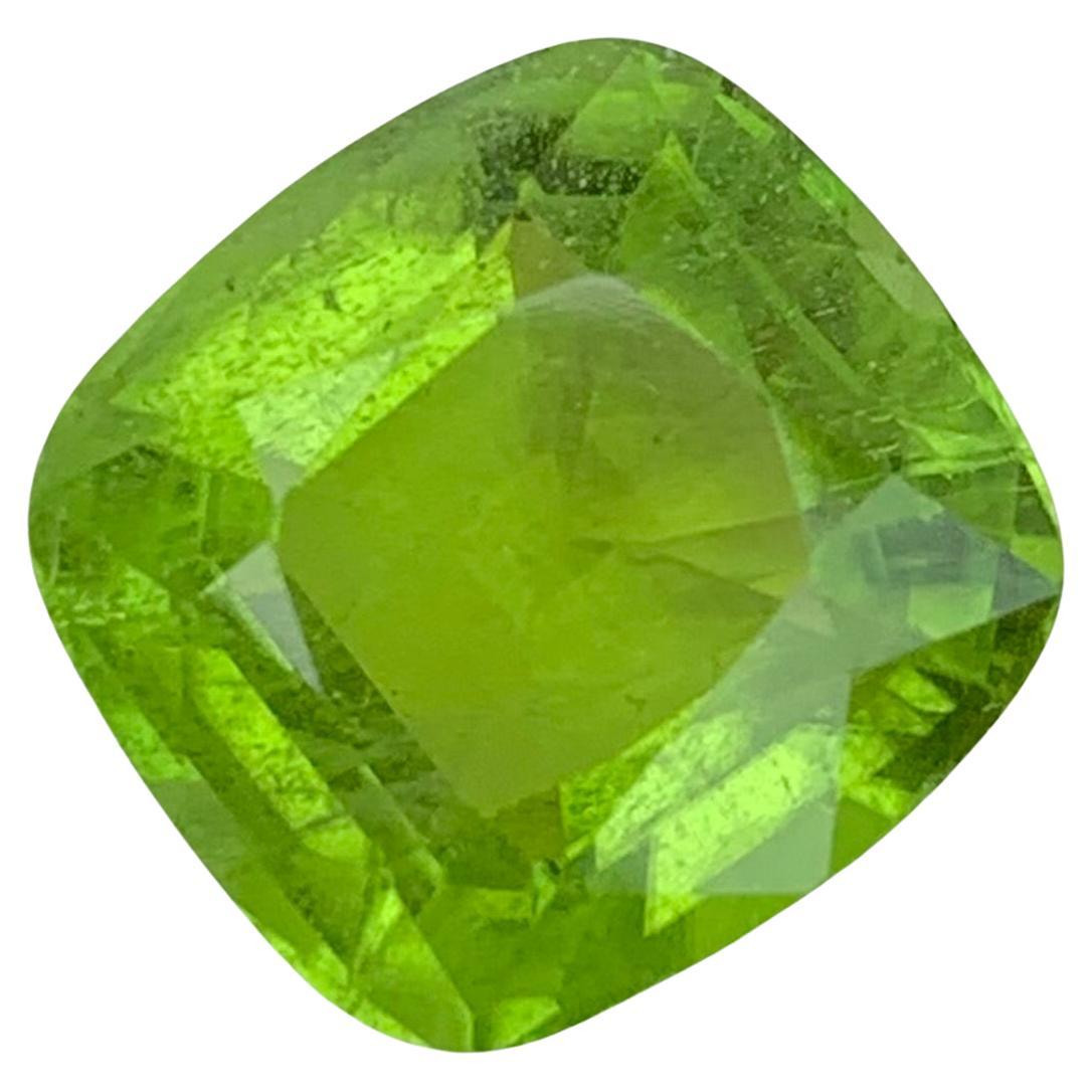 8.85 Carat Natural Loose Apple Green Peridot Cushion Shape Gem For Necklace  For Sale