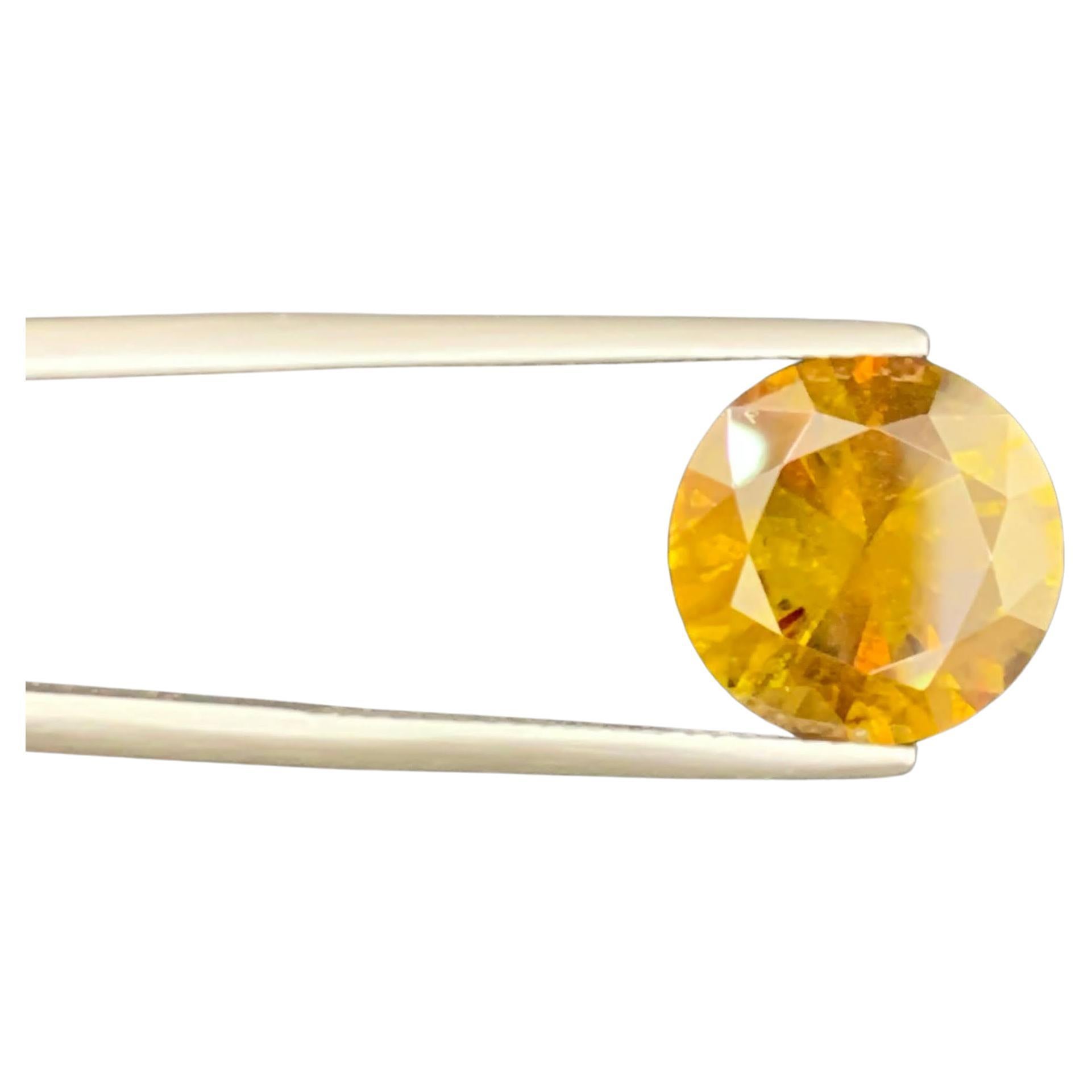 8.85 Carat Natural Loose Fire Luster Sphene Stone Round Cut African Gemstone For Sale
