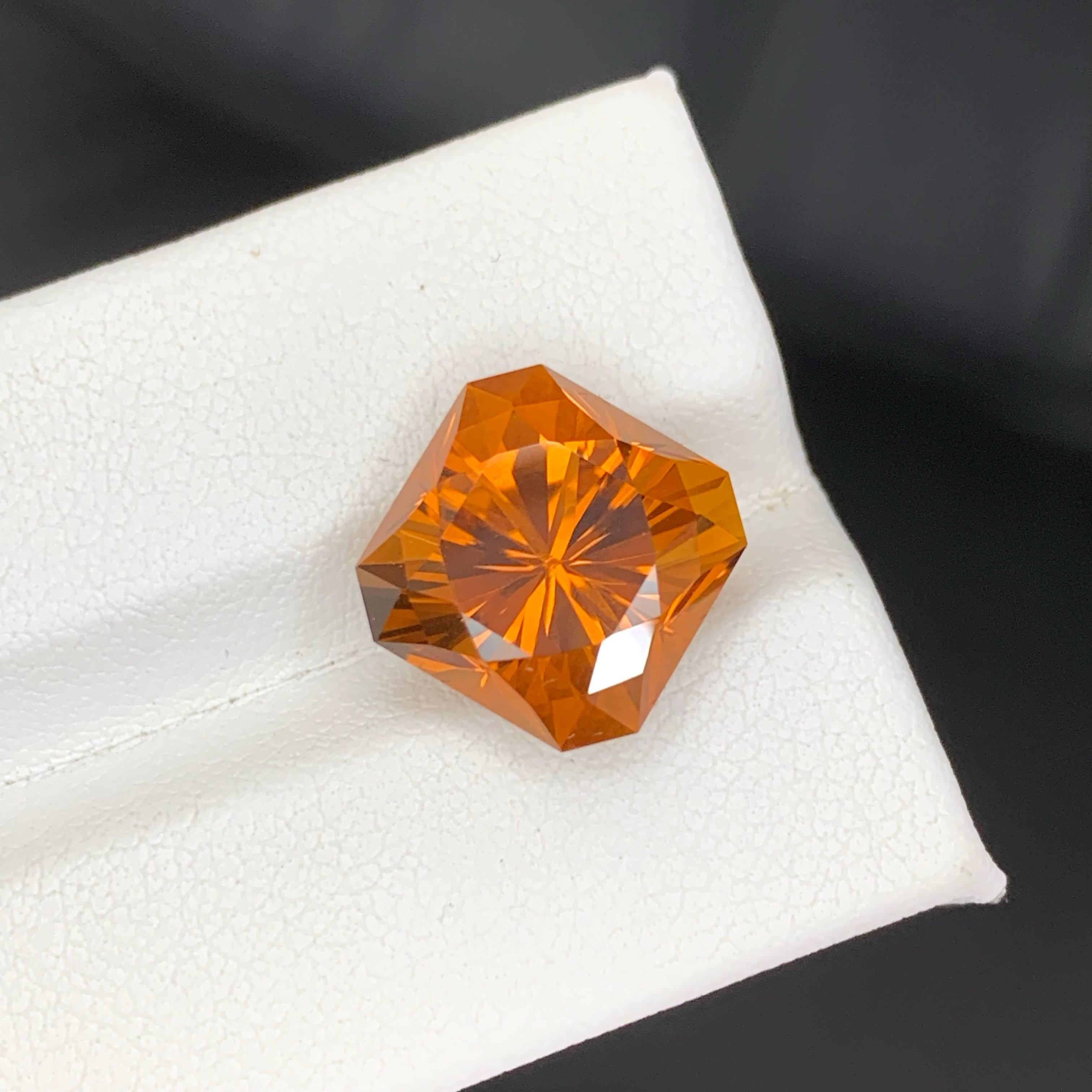 8.85 Carat Natural Loose Madeira Fire Citrine Fancy Asscher Cut Brazilian Gem For Sale 5